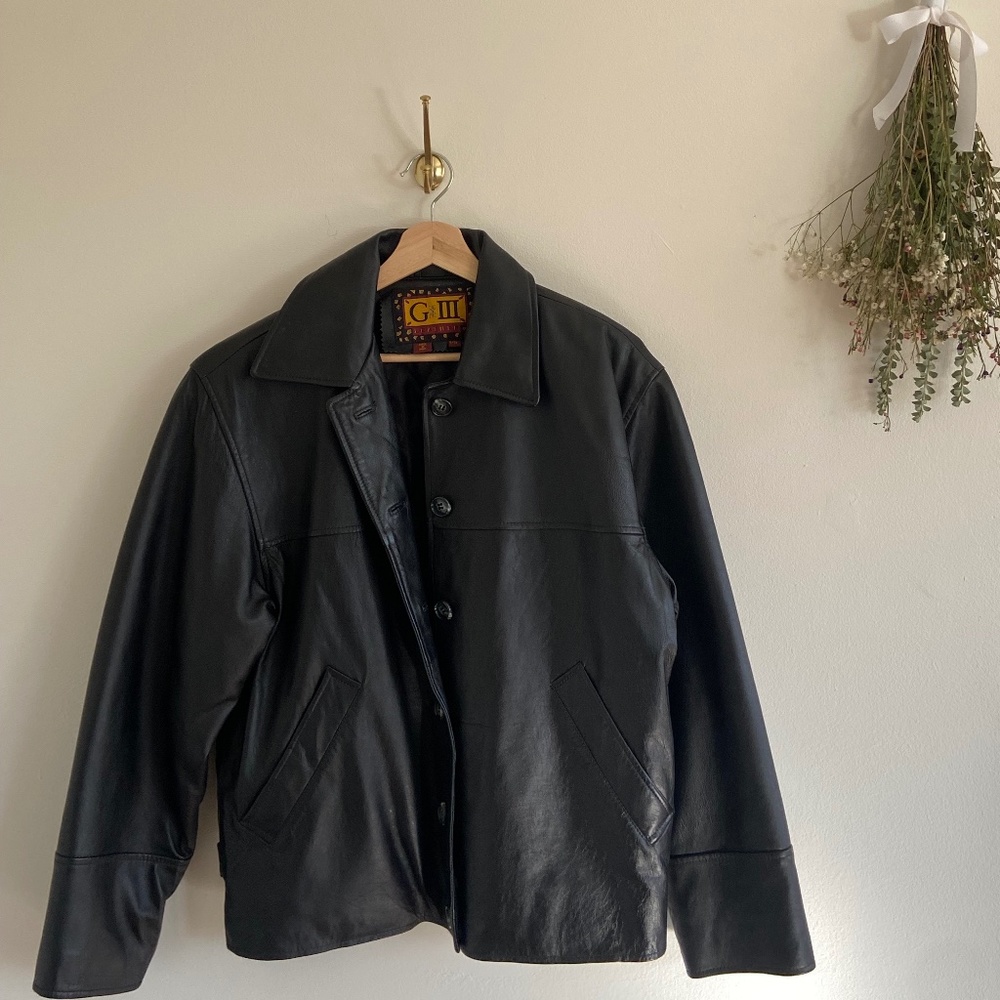Vintage Leather Biker Jacket (GIII) oversized men's/women's